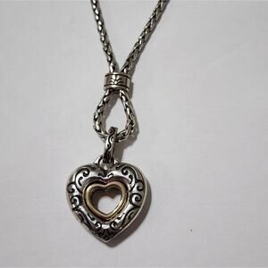 Brighton mixed metals‎ reversible scrolled heart pendant necklace